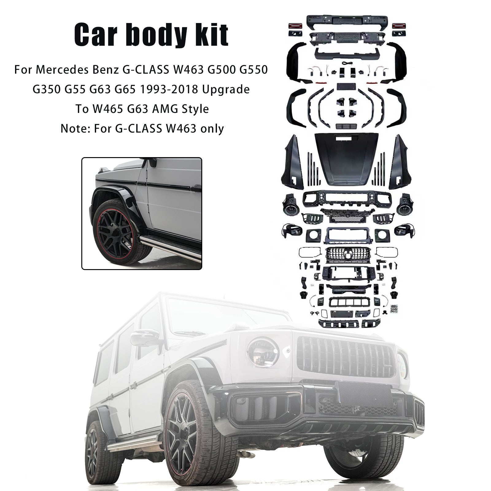 1993-2018 Fit Mercedes W463 G550 G500 Upgrade W465 G63 AMG Style Body Kit Bumper