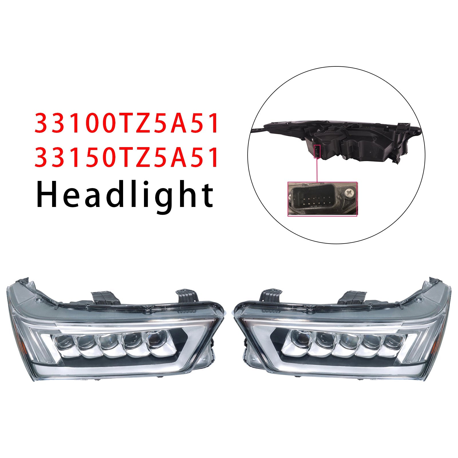 2017-2020 For MDX Sport Hybrid Front Left+Right LED Headlight 33150TZ5A51 33100TZ5A51