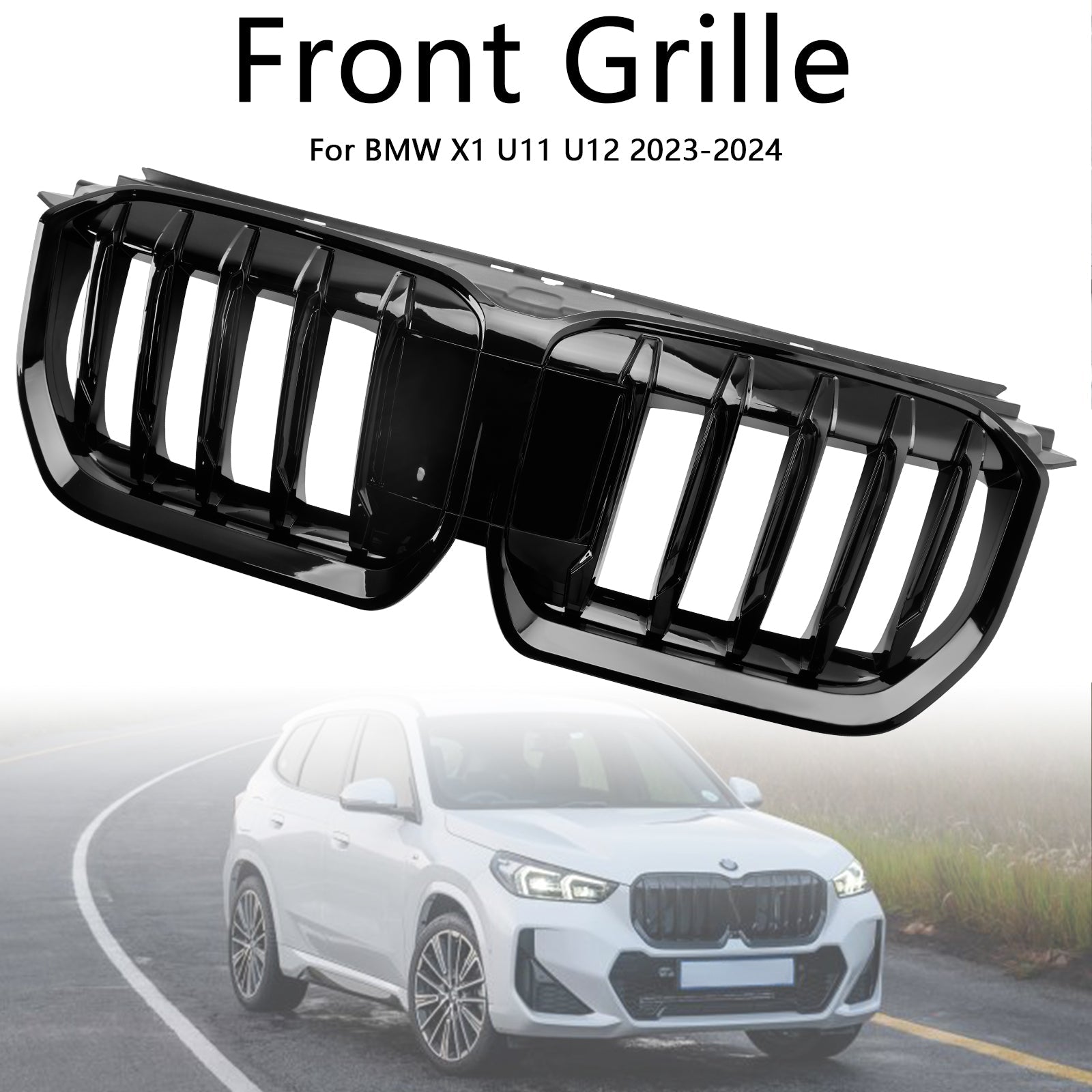 BMW X1 U11 U12 2023-2024 Gloss Black Front Bumper Kidney Grille Grill