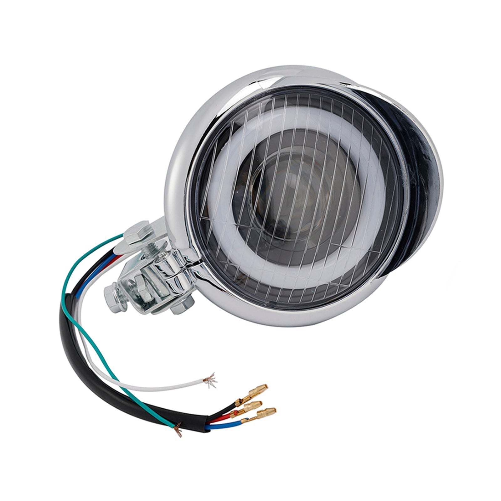 Motorcycle Beam Headlight Fog Lamp Custom Chrome #D17 For Racer Bobber Chopper