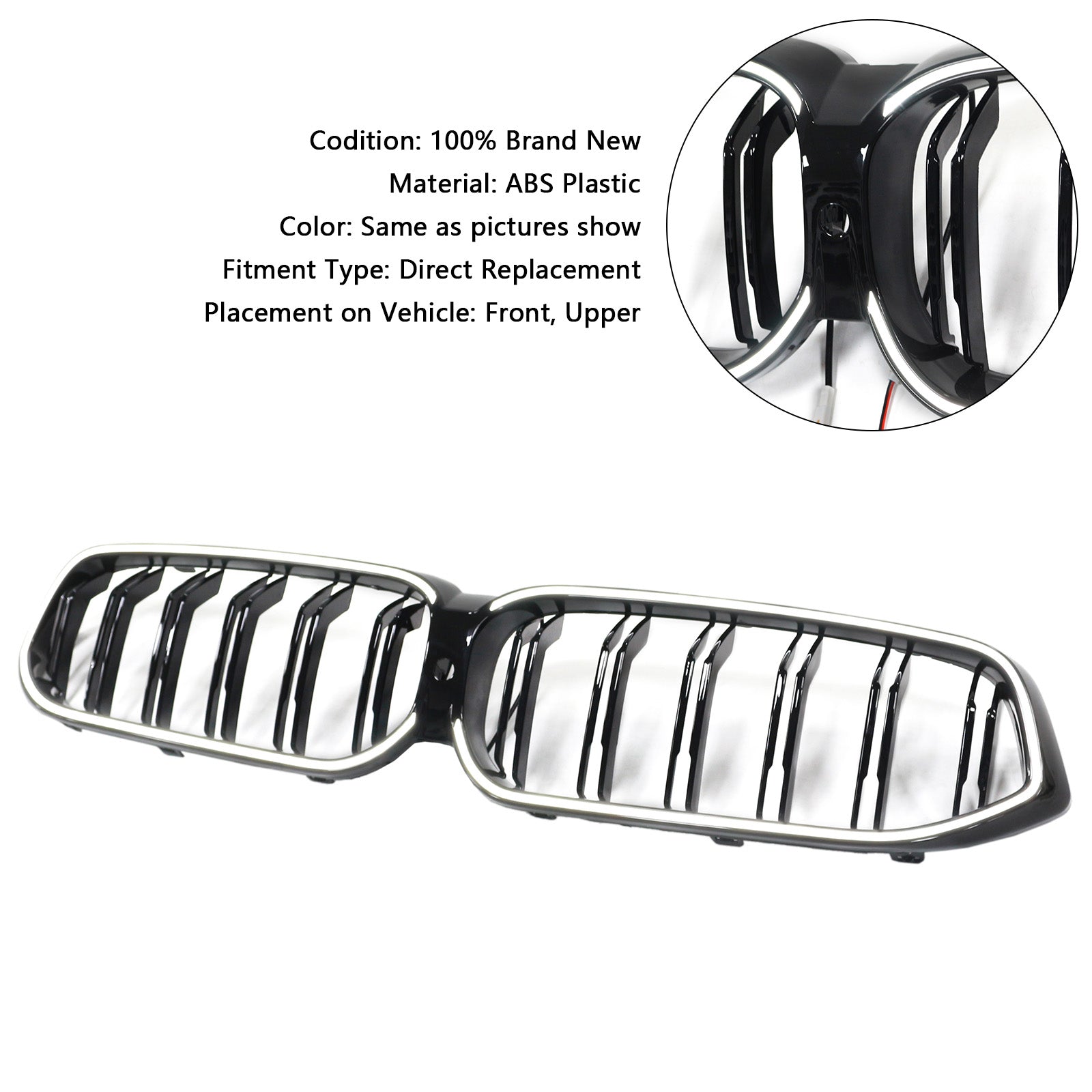 2020-2025 BMW 6 Series G32 Double Slat Black Front Kidney Grill Grille