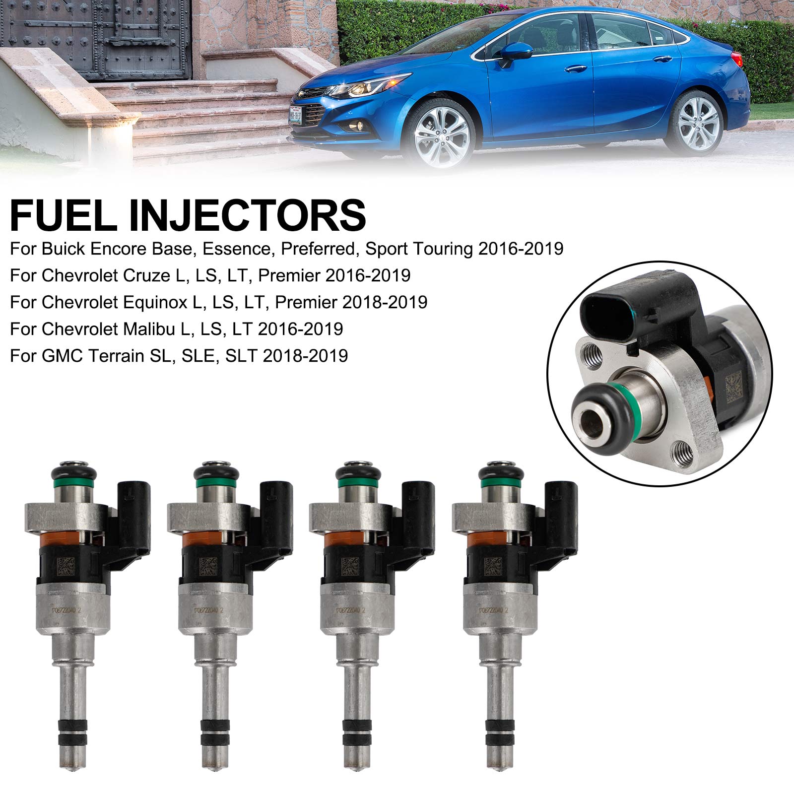 4PCS GMC 2016-2019 Chevrolet Cruze Malibu 1.4L 1.5L L4 Fuel Injectors 55577403