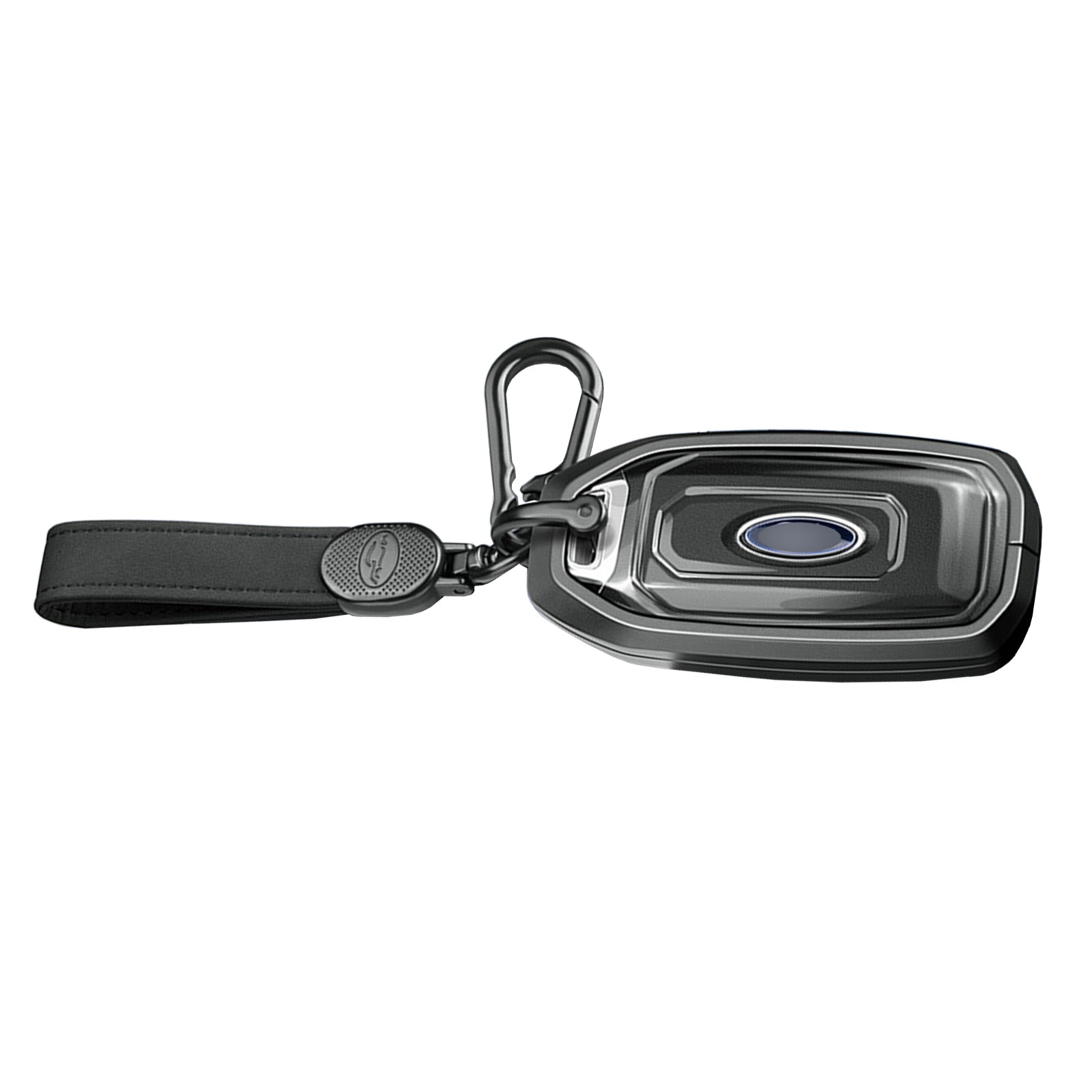 Aluminum Alloy TPU Black Car Key Case Cover With Buckle For Ford