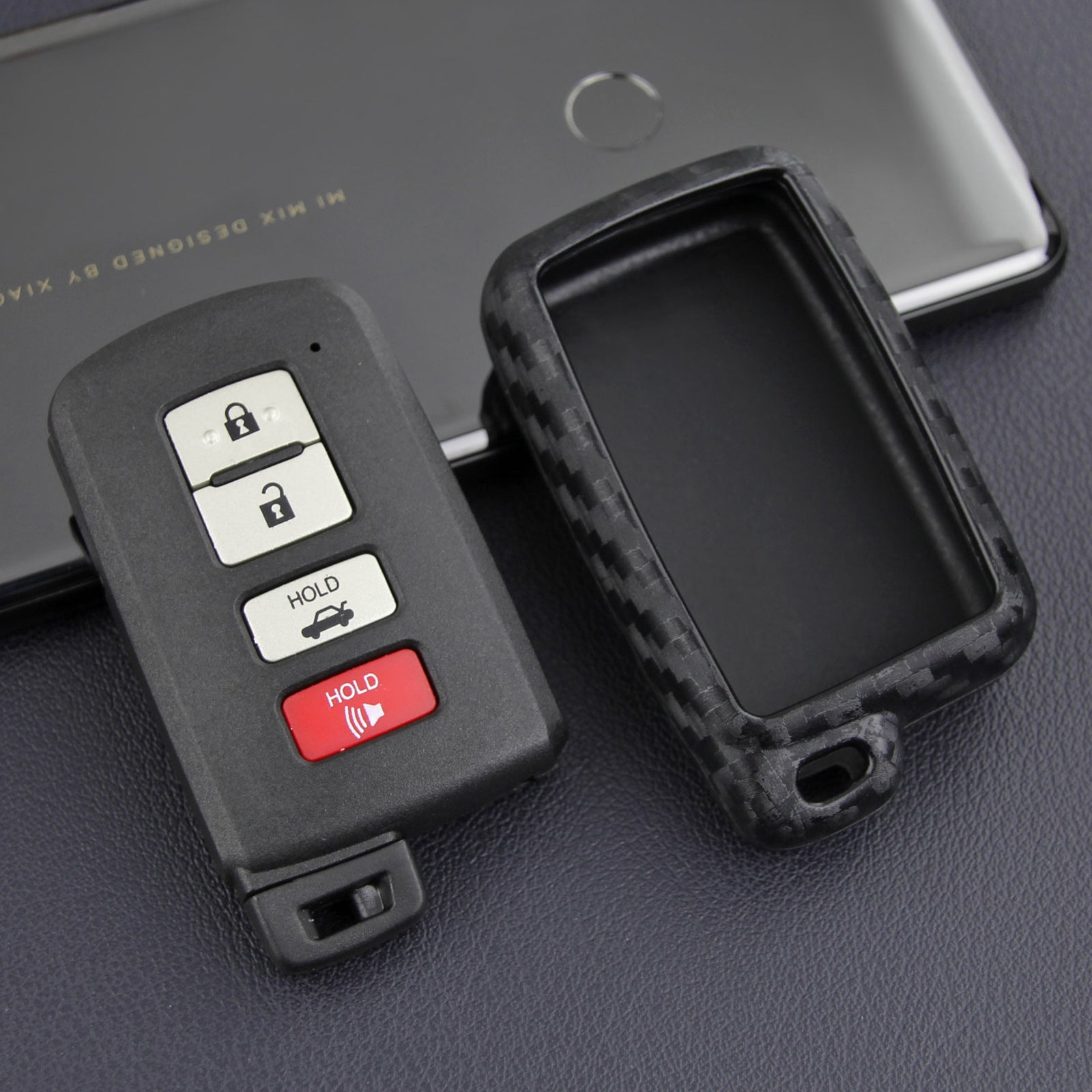 Leather Silicone Car Key Case Cover With Buckle For Toyota Highlander