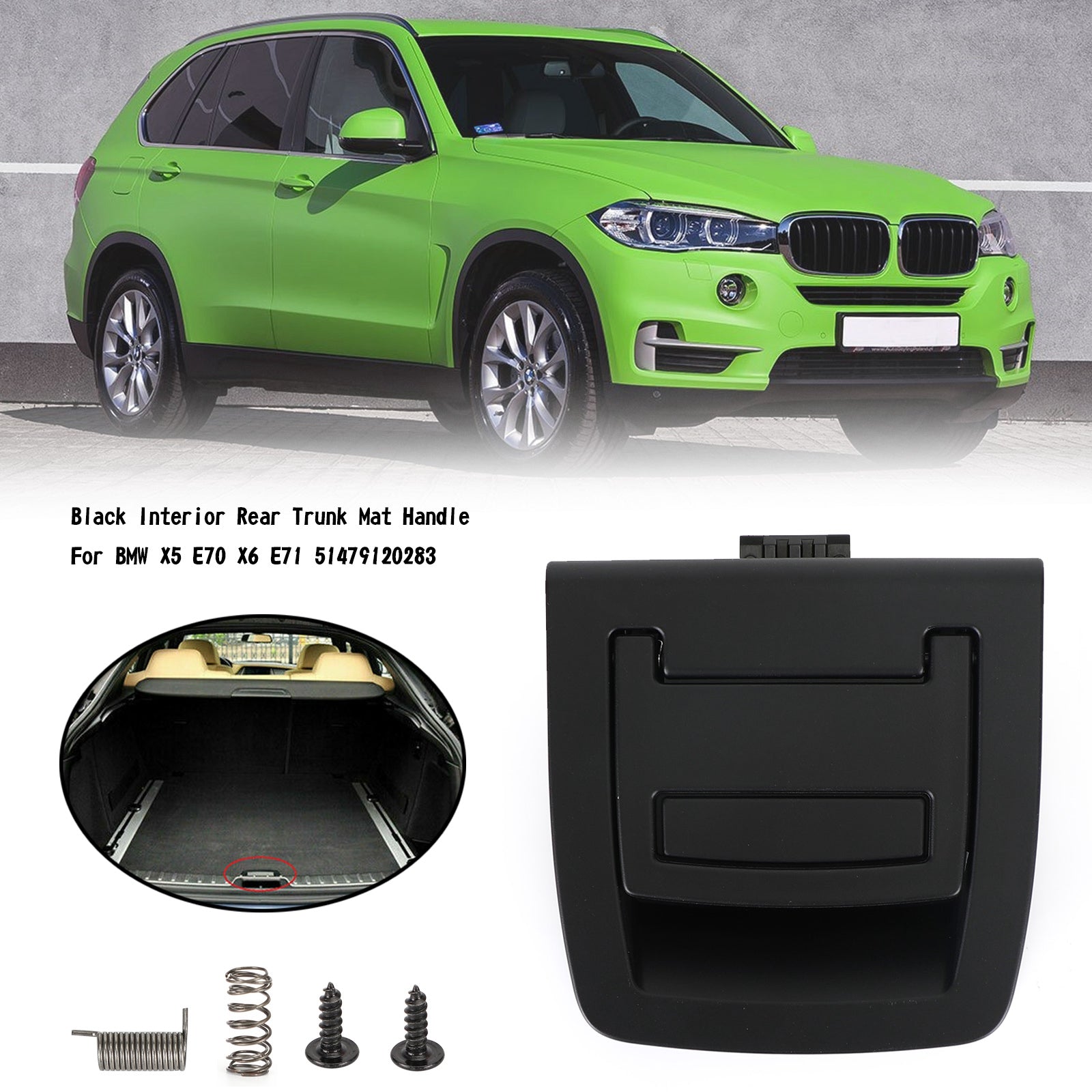 Black Interior Rear Trunk Mat Handle 51479120283 For BMW X5 E70 X6 E71