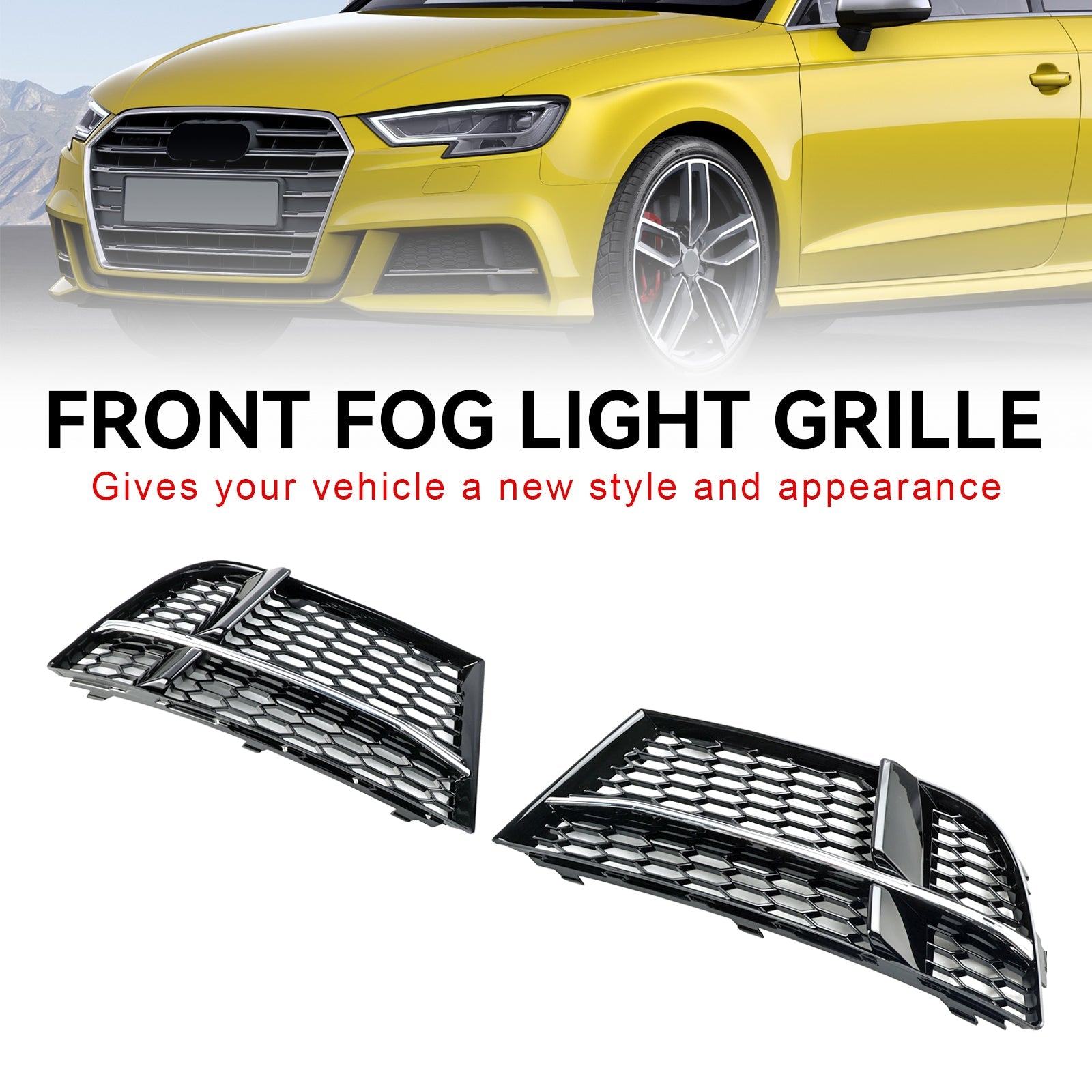 AUDI A3 S-LINE 2017-2019 8V Front Fog Light Cover Bezel Grill Grille 8V3807681AE 8V3807682Q