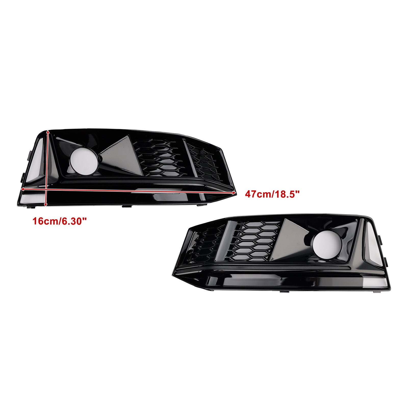 2016-2019 Audi A4 B9 S4 2PCS Black Front Bumper Foglight Grille Grill