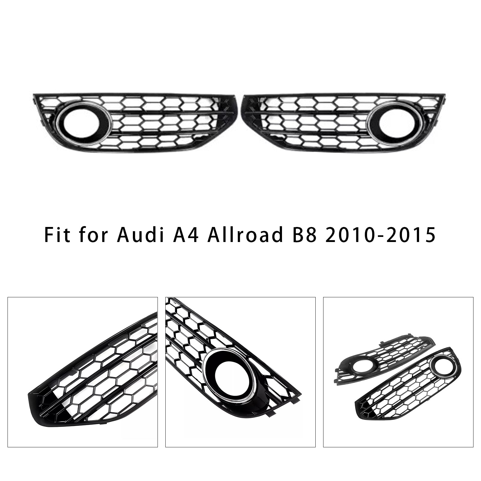 2010-2015 Audi A4 Allroad B8 Front Bumper Honeycomb Fog Grille Cover Chrome 8K0807681J 8K0807681H