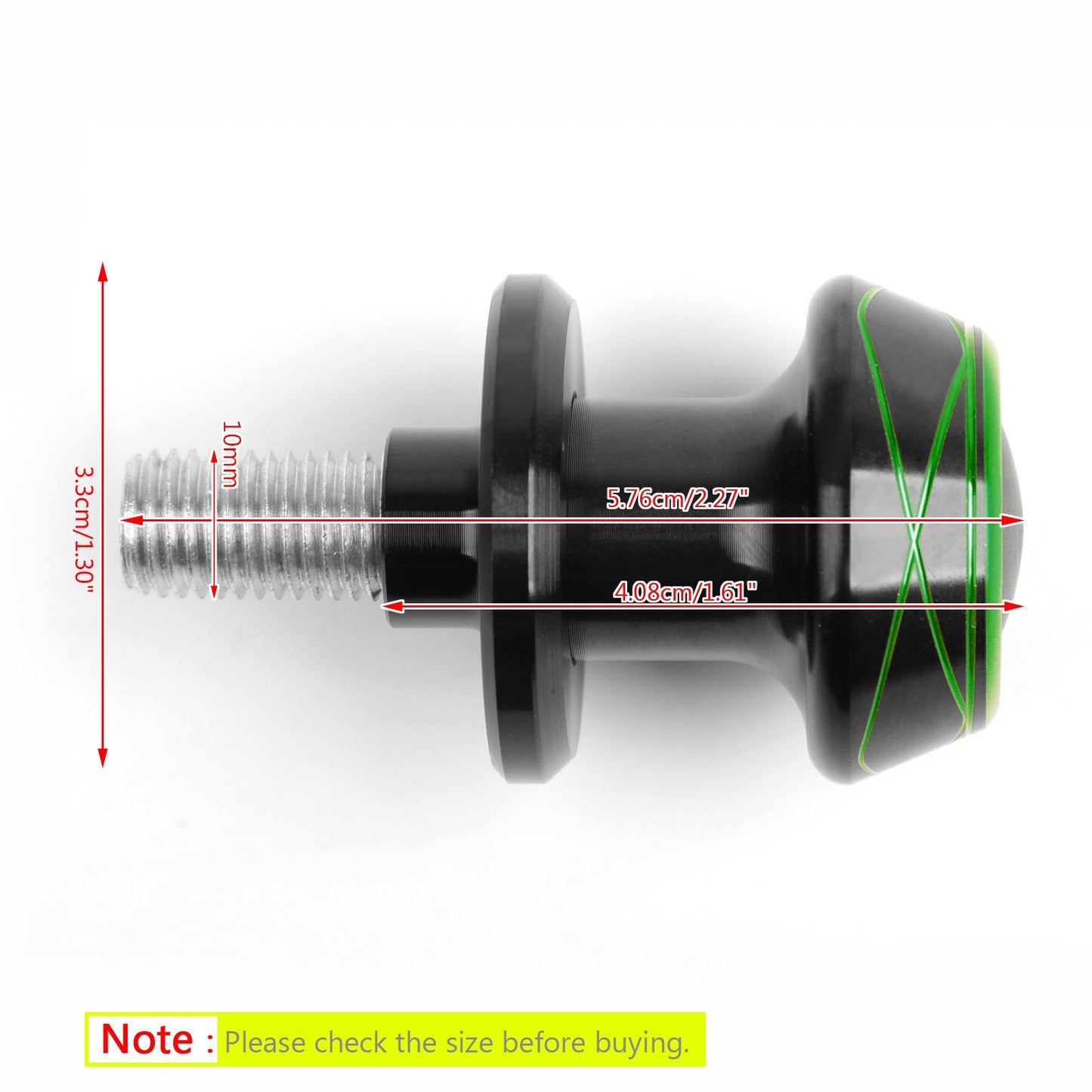 Universal KAWASAKI ZX10R Z800 Z1000 Green 2x10mm CNC Motorcycle Swingarm Spools Slider