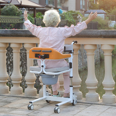 Patient Chair Transferred Lift Wheelchair w/180° Split Seat and Bedpan 440 lb