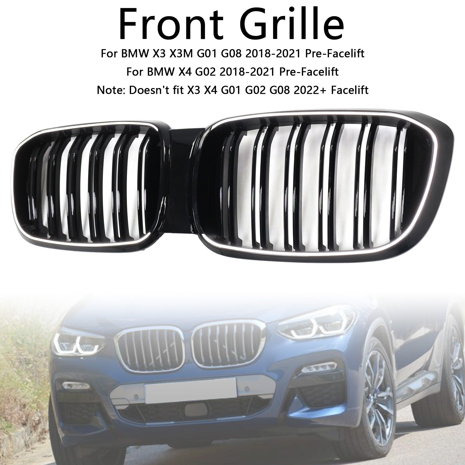 2018-2021 BMW X4 G02 Pre-Facelift Front Kidney Mesh Grille Grill 51138469959 51138469959