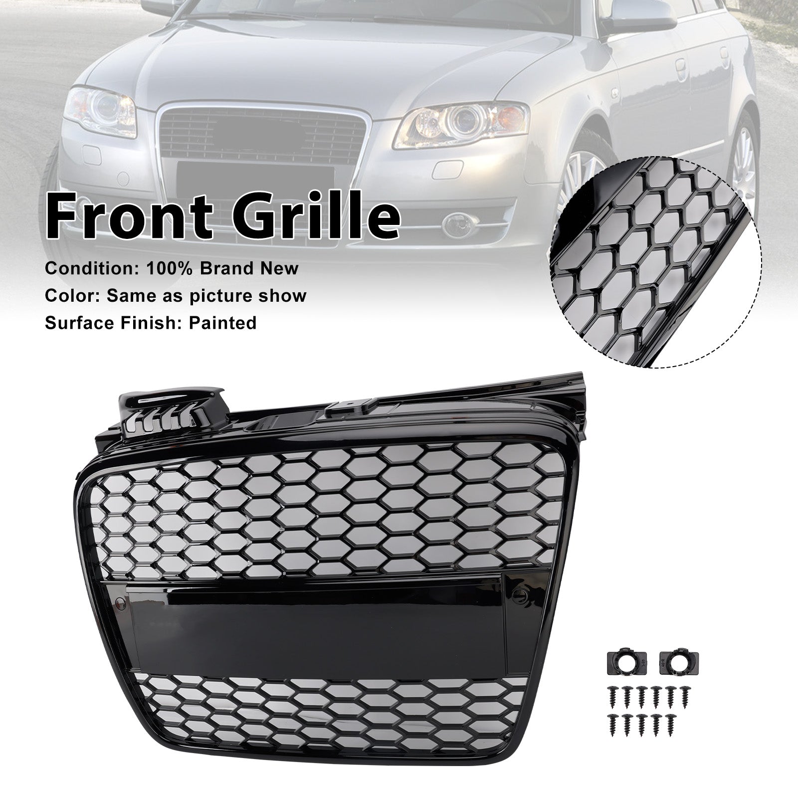 2005-2008 Fit Audi A4 B7 S-Line RS4 Style Front Honeycomb Mesh Grille Grill