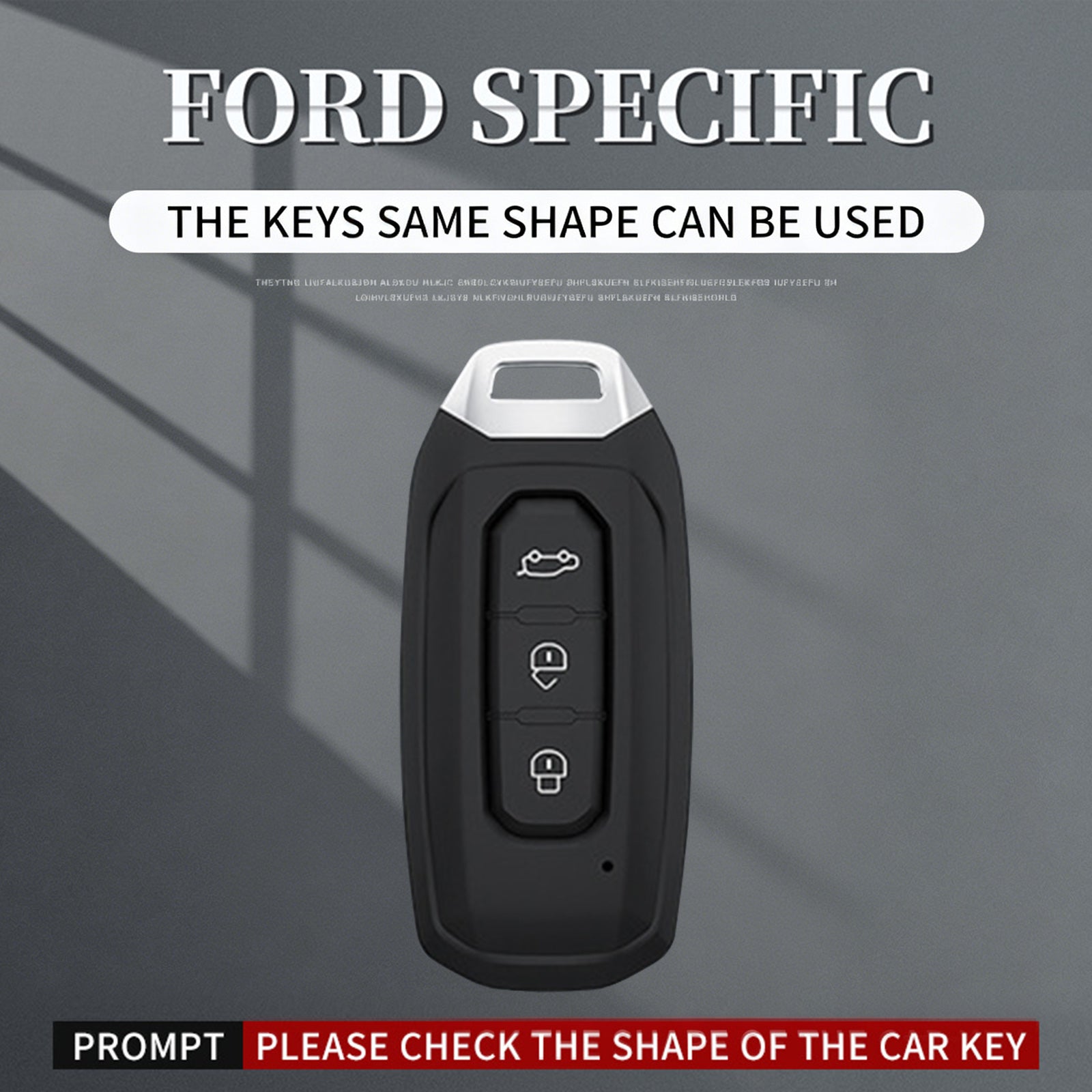 Aluminum Alloy TPU Black Car Key Case Cover With Buckle For Ford