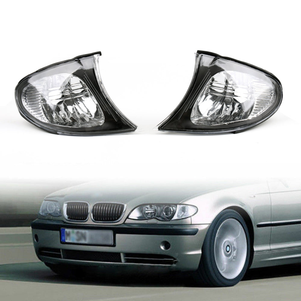 2002-2005 BMW E46 3-Series 4Dr Euro Corner Lights - Crystal Clear W/ Smoke Trim