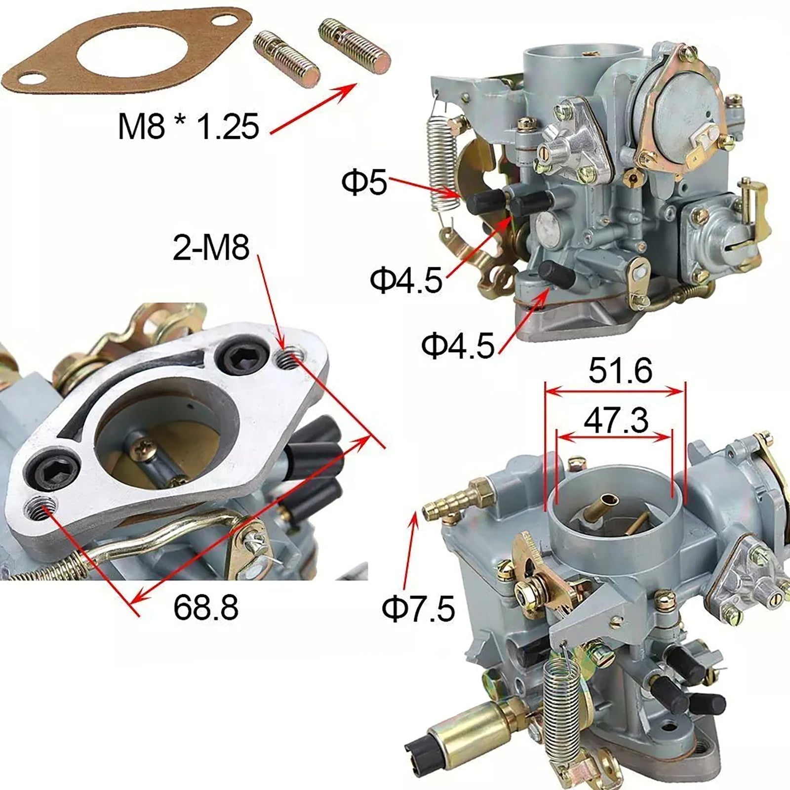 VW Beetle 30/31 PICT-3 Type 1&2 Bug Bus Ghia W/ Gasket Carburetor 113129029A 30/31PICT 113-129-029A