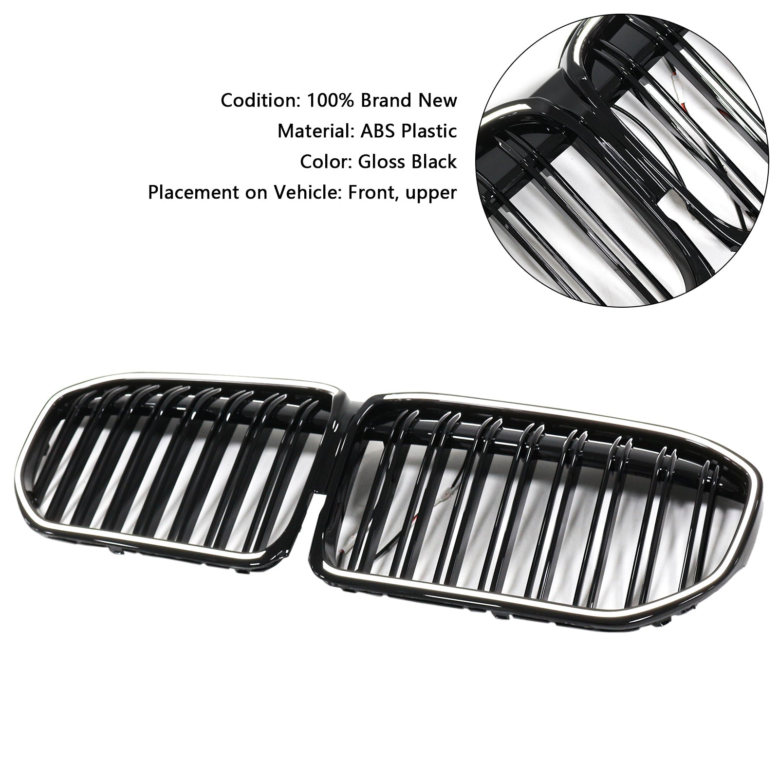 2019-2022 BMW 7 Series G11 G12 Double Slat Gloss Black Front Grill Grille