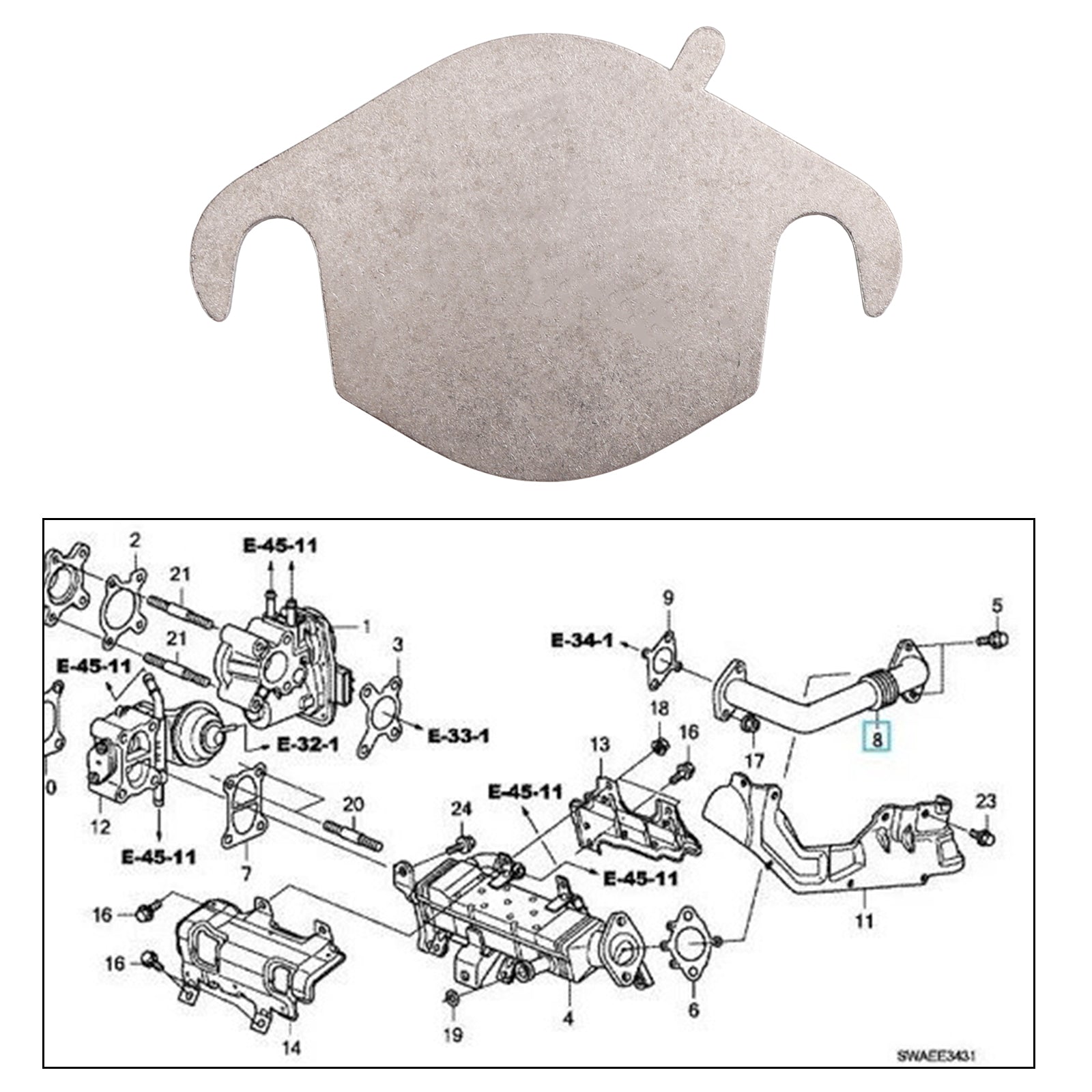 EGR Repair Plate for Honda 2.2 i-Dtec Civic CR-V Accord EGR Must Mapped Out