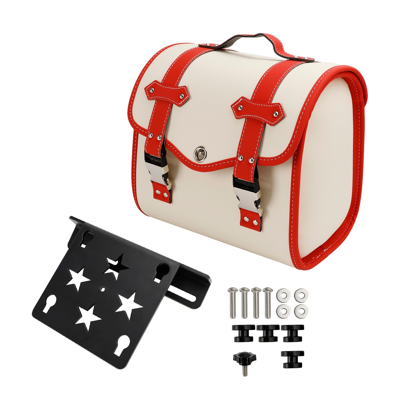 Set Of Quick Release Saddlebag W/ Bracket Luggage Storage White For Motorbike