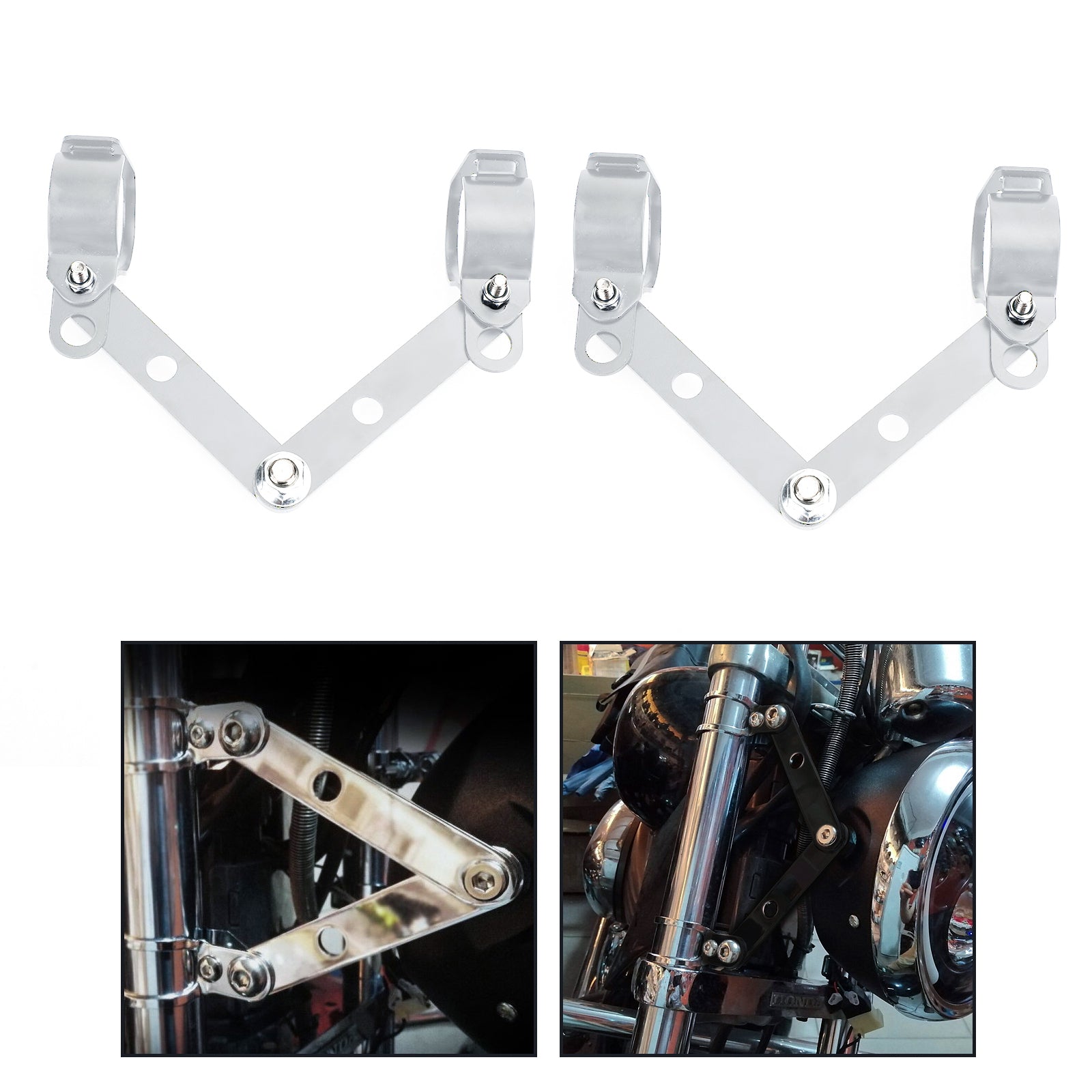 28mm-41mm Fork Chrome Headlight Mount Bracket Motorcycle Headlamp Holder Adapter