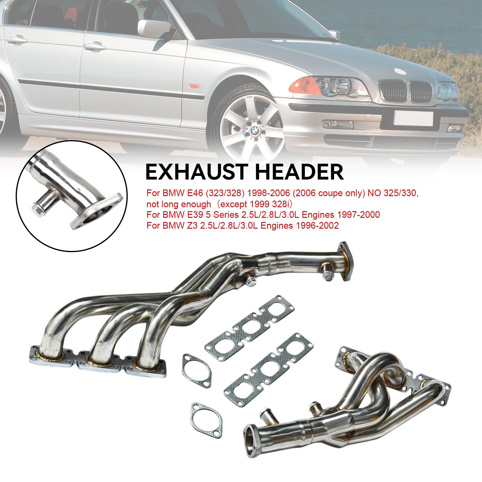 1996-2002 BMW Z3 2.5L/2.8L/3.0L Engines Stainless Exhaust Header Manifold