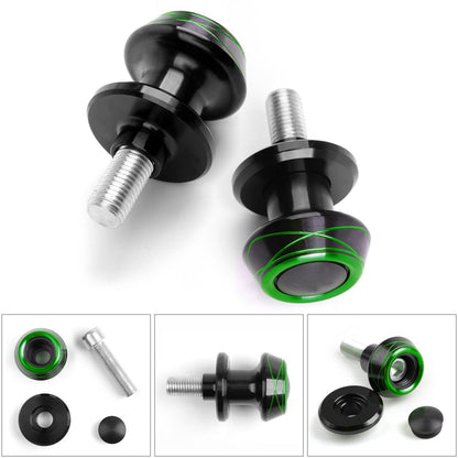 Universal KAWASAKI ZX10R Z800 Z1000 Green 2x10mm CNC Motorcycle Swingarm Spools Slider