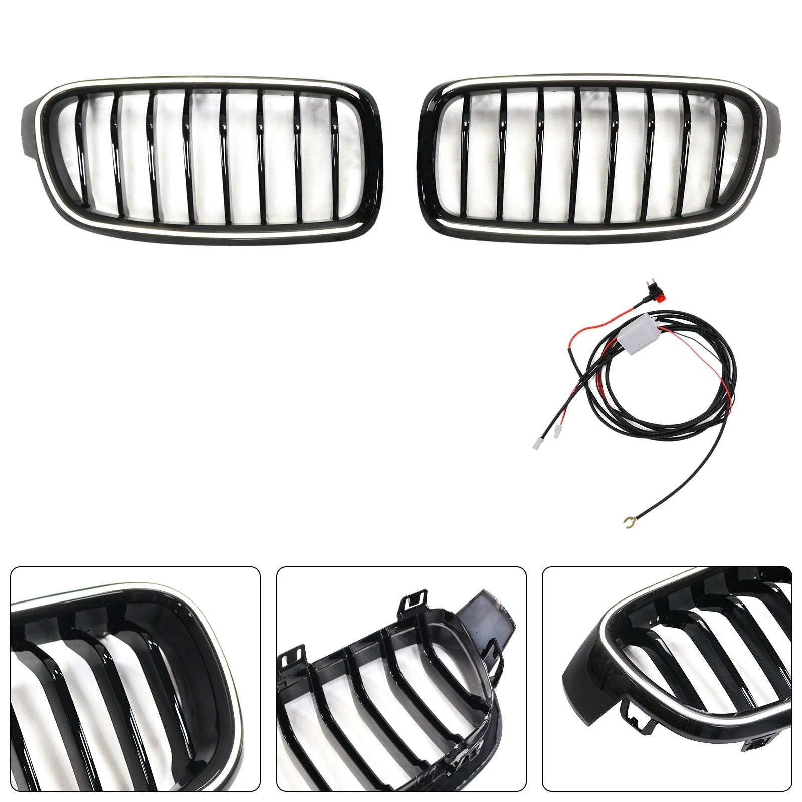 2012-2019 BMW 3-Series F31 Touring Gloss Black Front Kidney Grille Grill 51137263481 51137255412