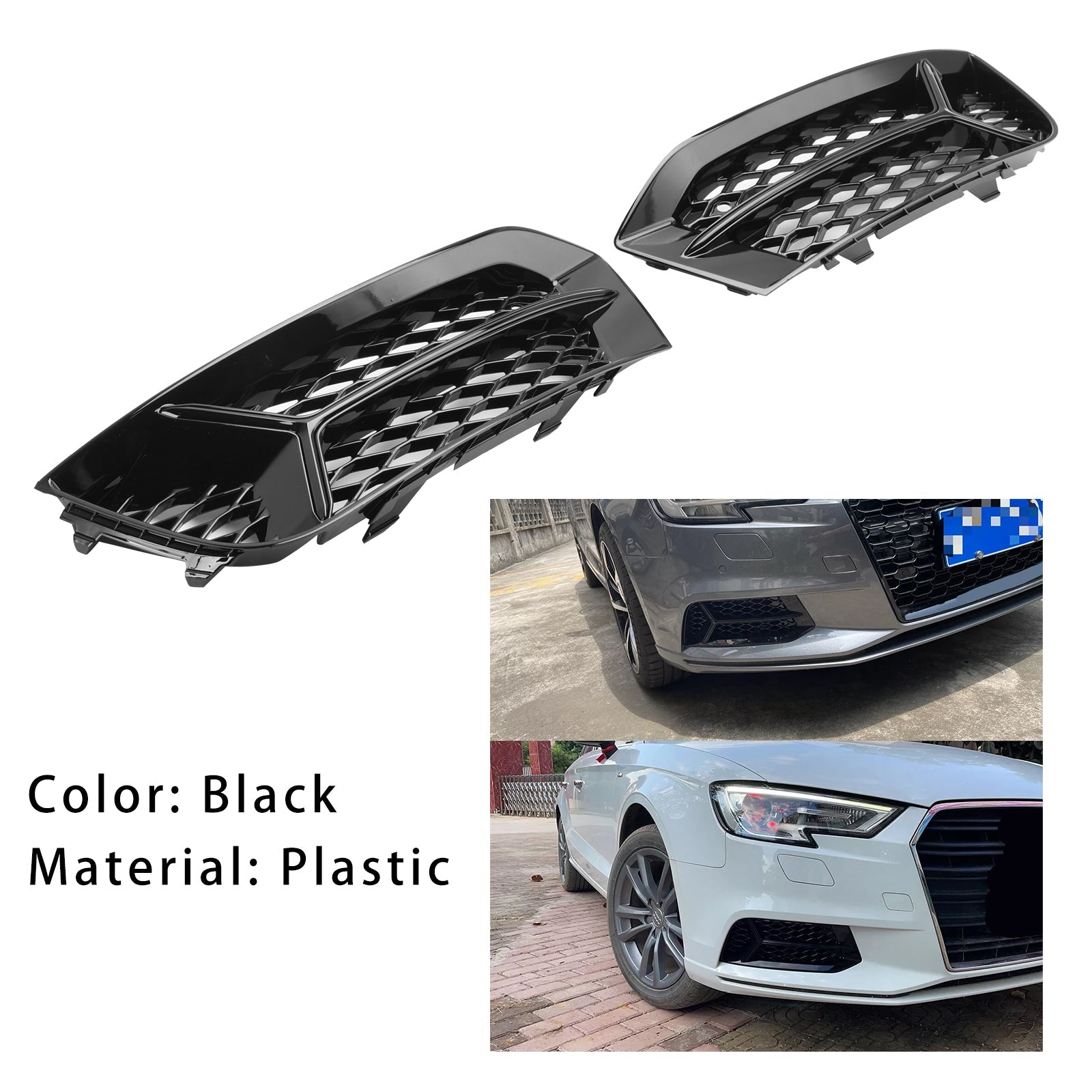 2017-2020 Audi A3 Front Bumper Grill Fog Light Cover Lamp Frame Trim
