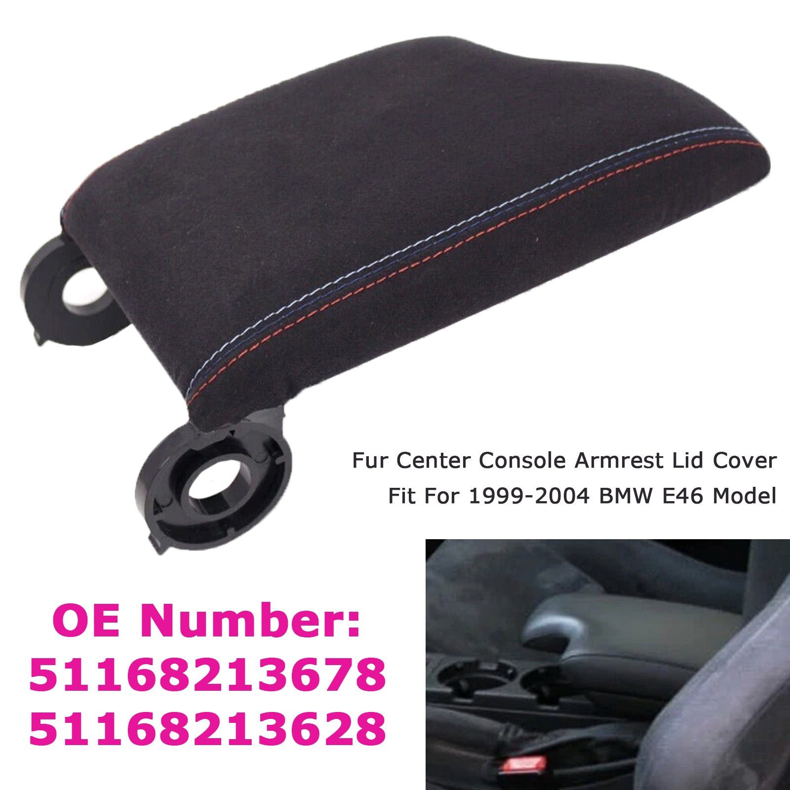 1999-2004 BMW 3 Series E46 M3 Fur Center Console Armrest Cover Lid