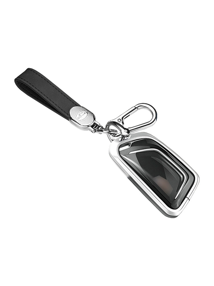 Aluminum Alloy TPU Silvery Car Key Case Cover With Buckle For Cadillac