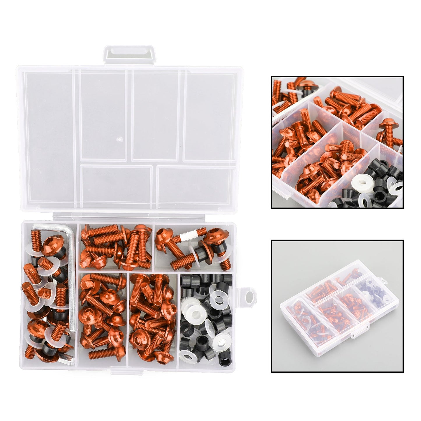 158Pcs Sportbike Windscreen Fairing Bolts Kit Fastener Clips Screws Orange