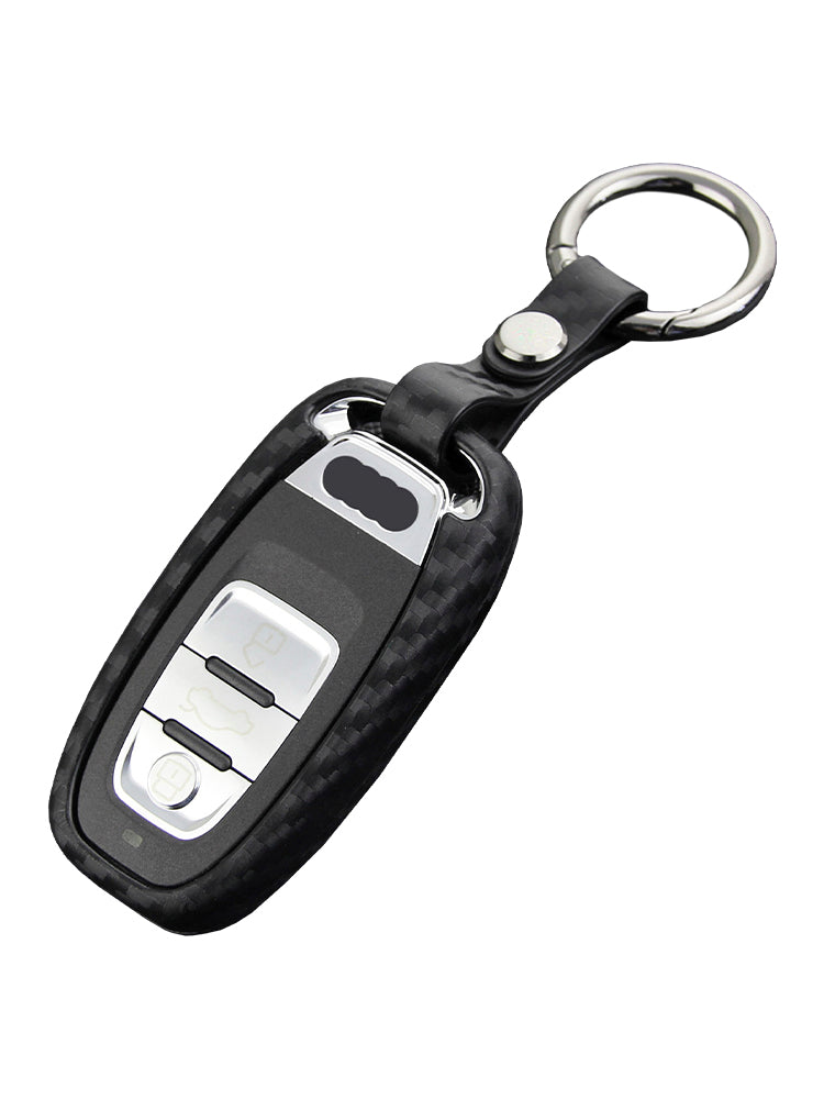 Leather Silicone Car Key Case Cover With Buckle For Audi
