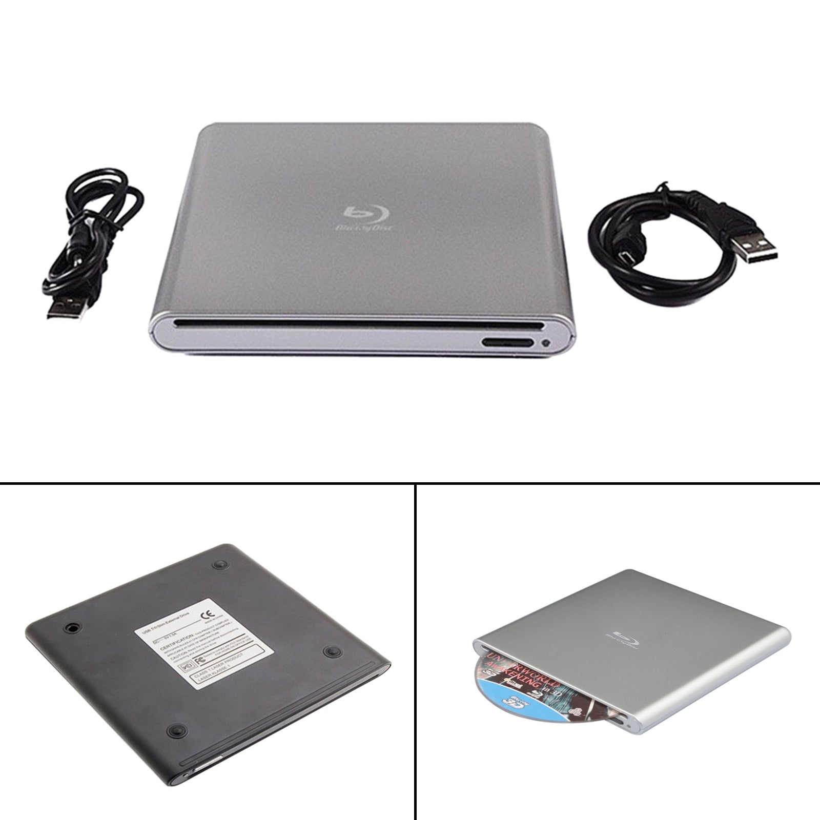 4K UHD Genuine Burner External USB 3.0 Super Slim DVD BD Recorder Drive Silver
