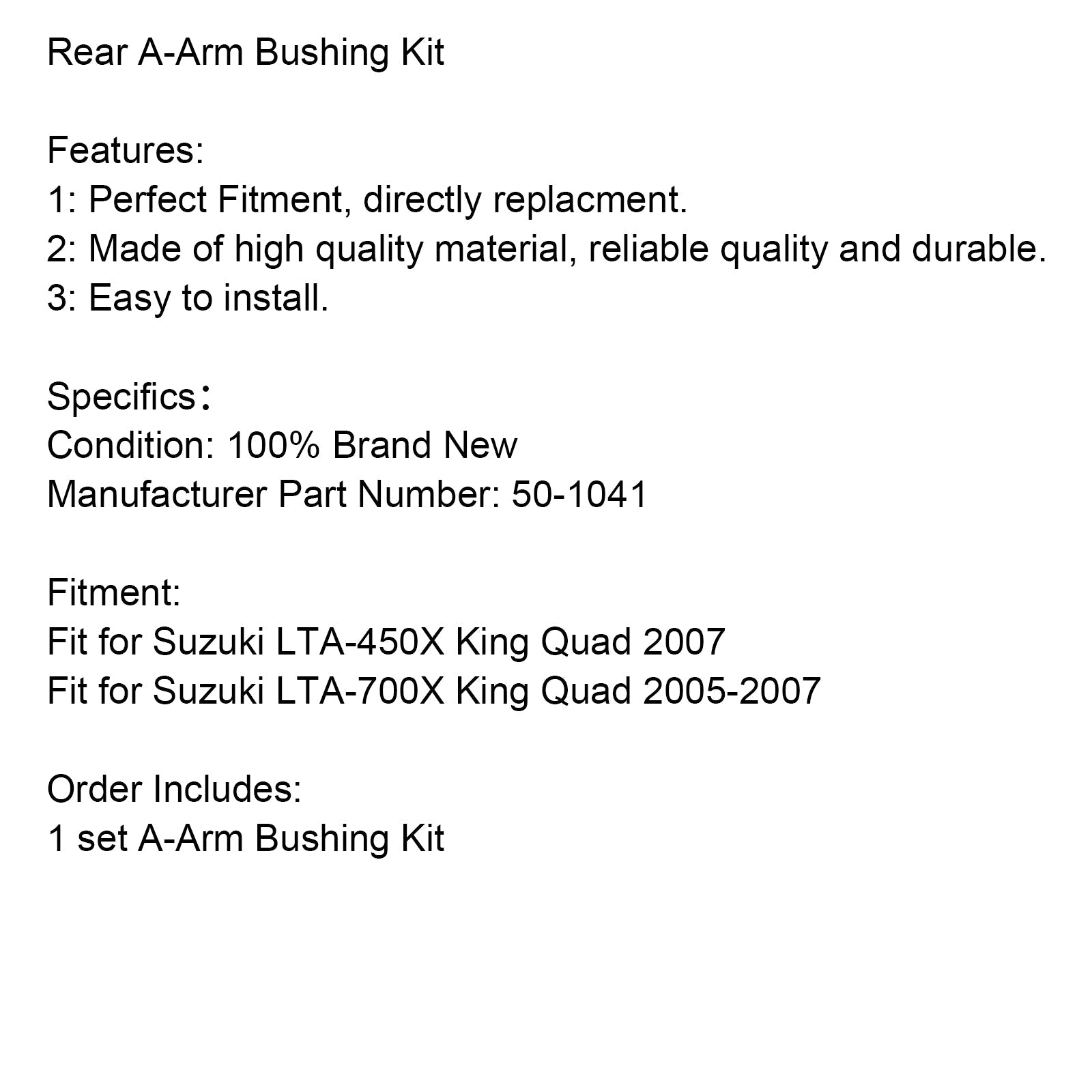 2005-2007 Suzuki LTA-700X King Quad Rear A-Arm Bushing Kit 50-1041