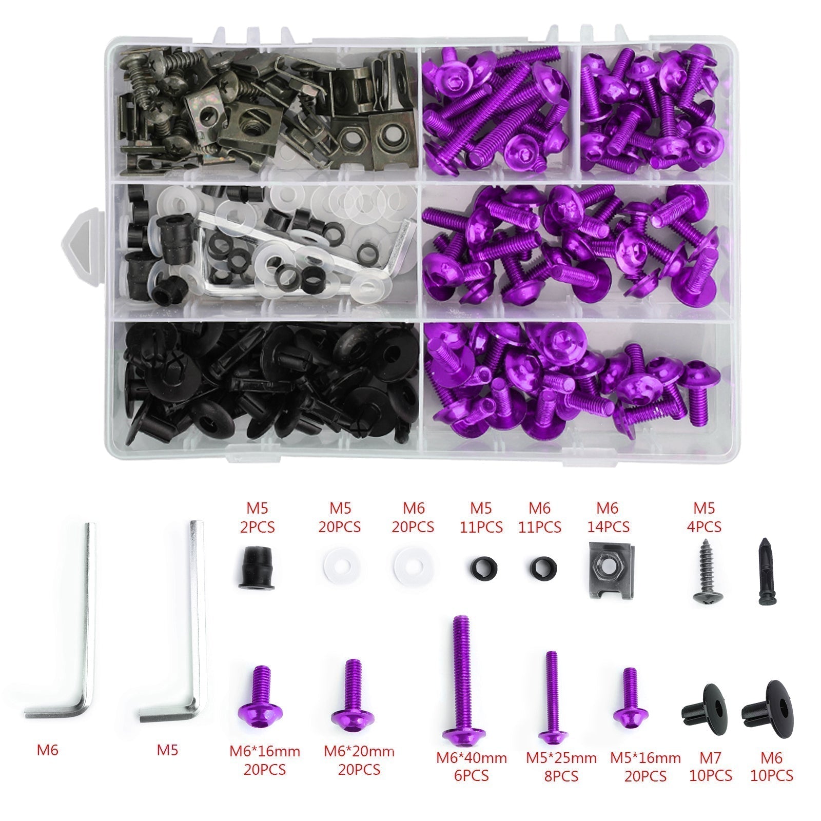 Purple Fairing Bolts Screws Bodywork Kit For Yamaha YZF R6 R1 R3 R25 FZ07 FZ09