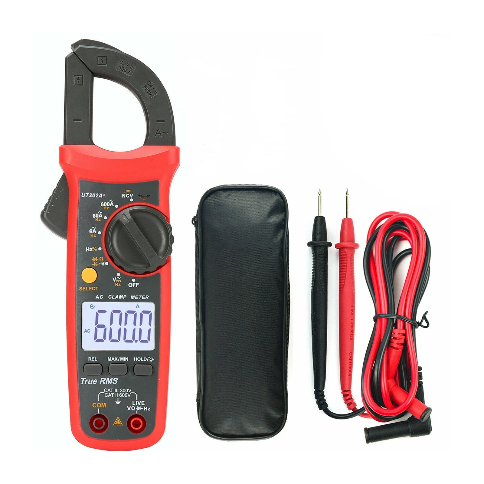 UT202A+ Digital Clamp Meter 6000 Counts Auto Range True RMS NCV Multimeter