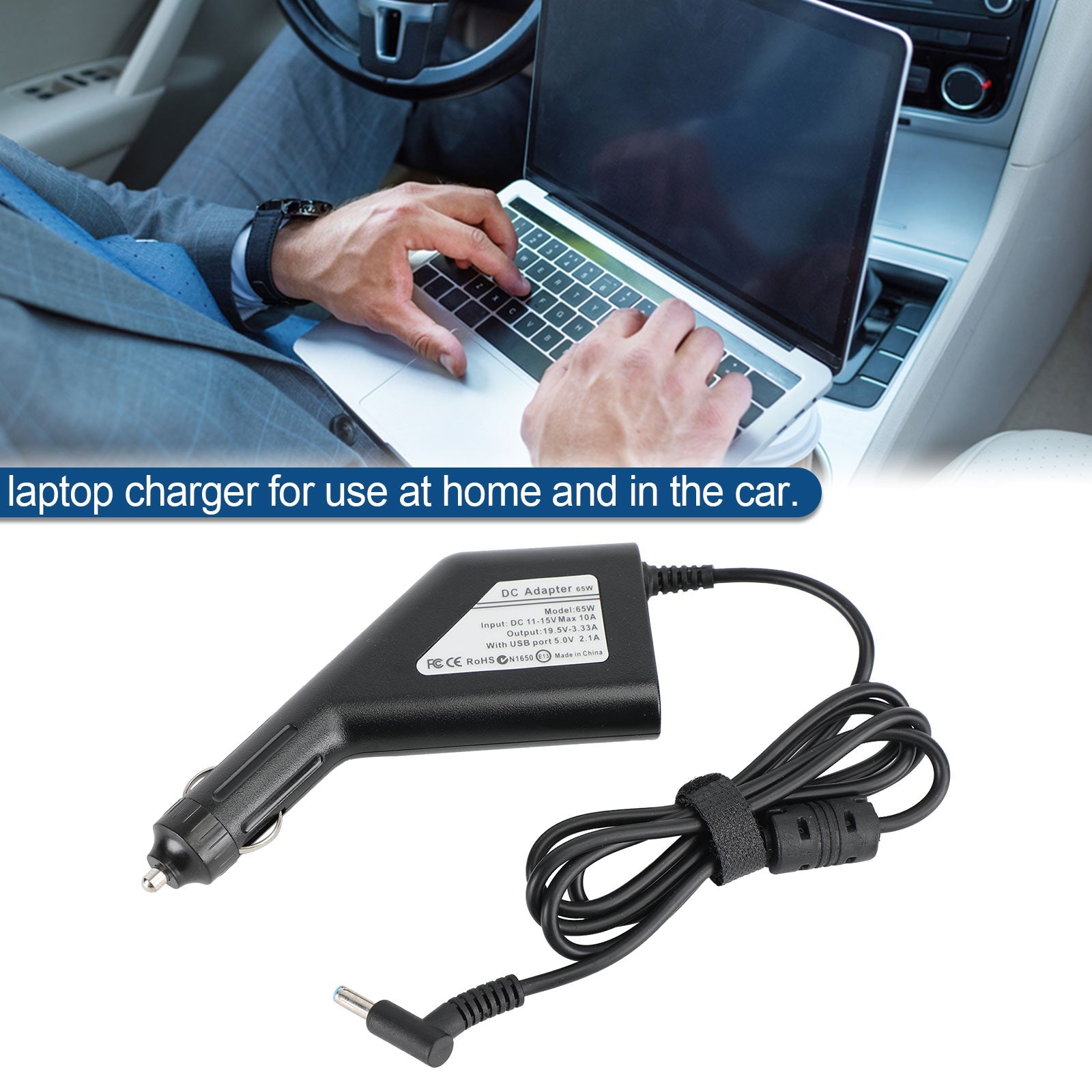 HP Laptop Notebook 4.5x3.0mm 19.5V 3.33A 65W Car AC Adapter Power Charger