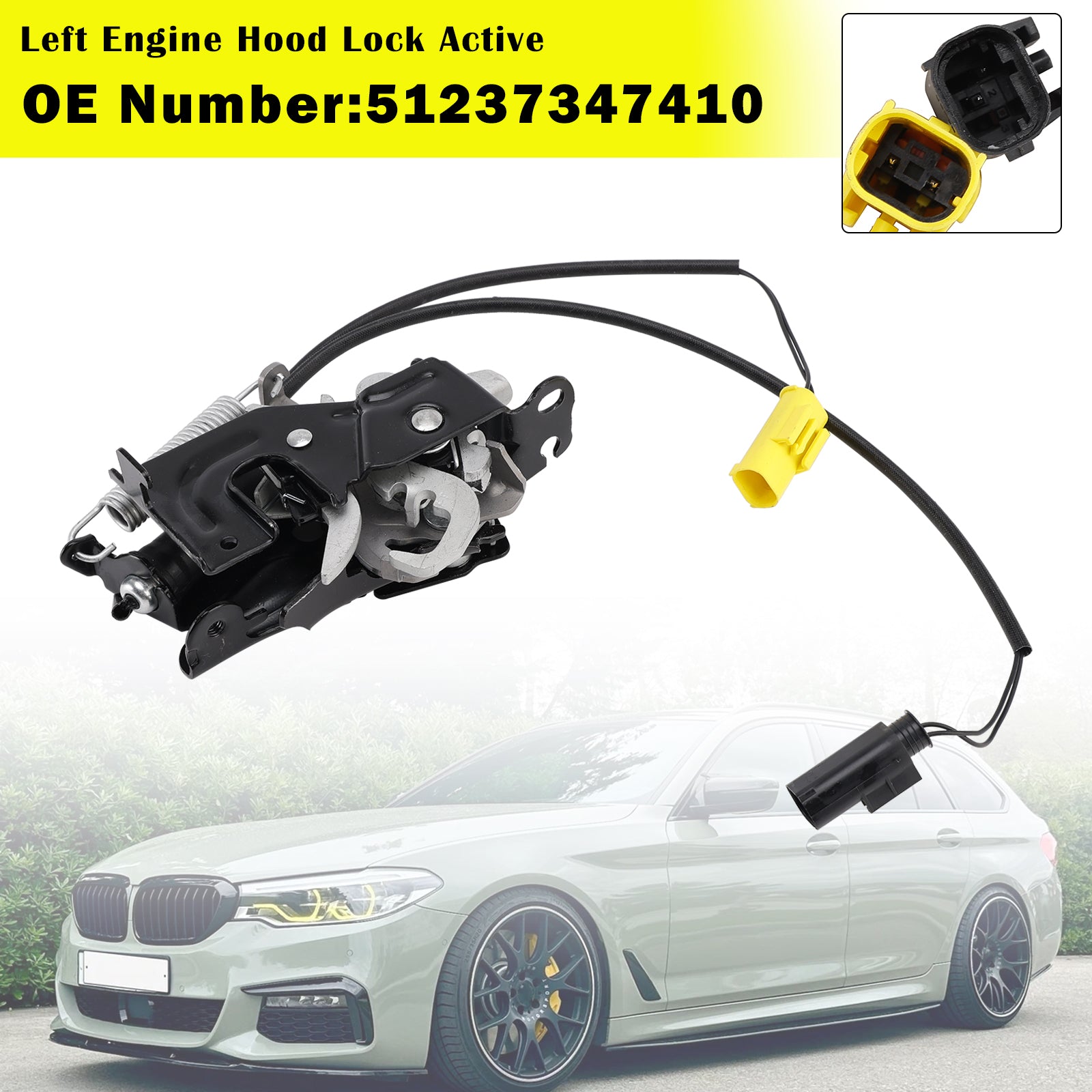 Left Engine Hood Lock Active 51237347410 For BMW 5 G30 F90 G31 2016-2023