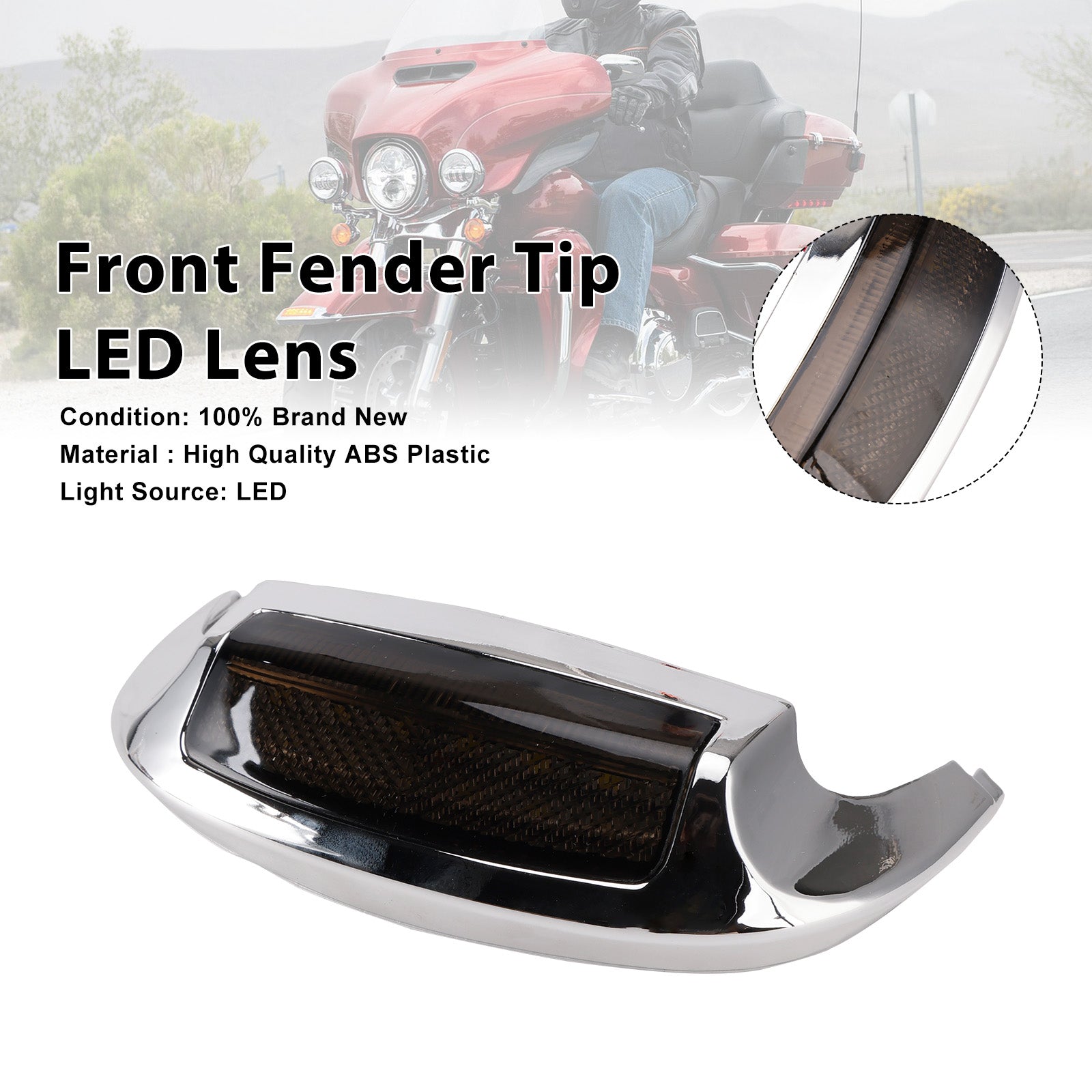 Front Fender Tip LED Lens Fit For Electra Glide Ultra Limited Low 2014-2023