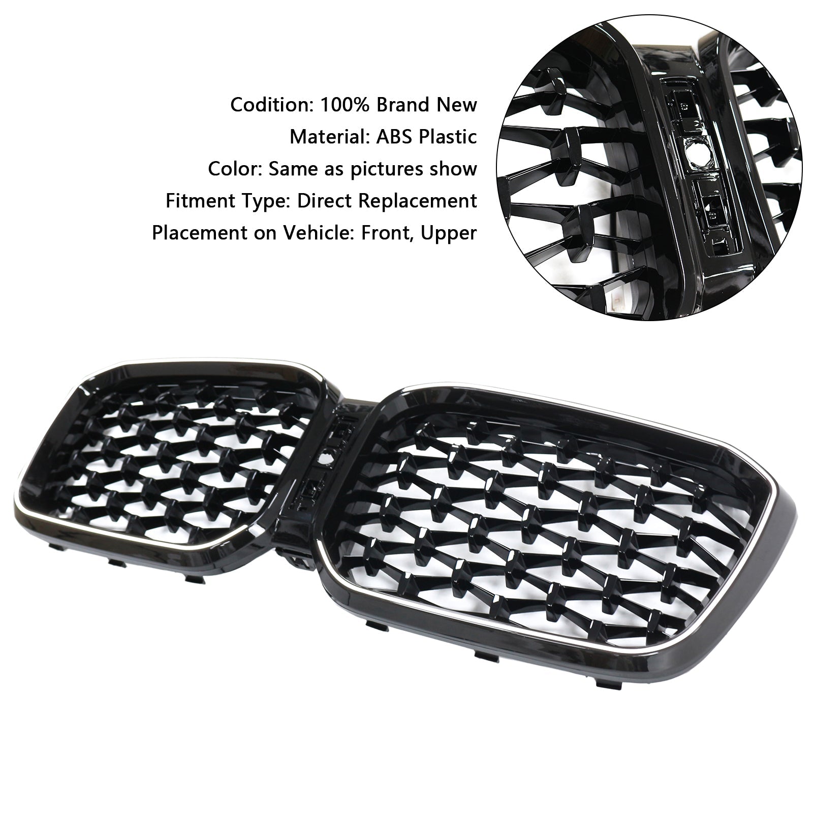 2022-2025 BMW X3 G01 X4 G02 Diamond Glossy Black Front Bumper Kidney Grille