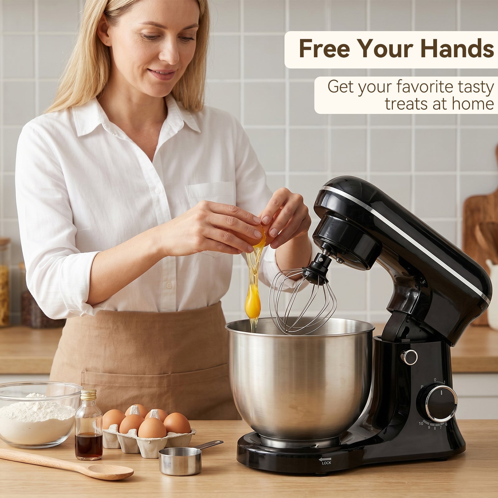 Dough Hook Electric dough mixers are suitable for home use. Balloon Whisk 5.2L Stand Mixer 3-In-1 Kitchen Mixer with Flat Beater