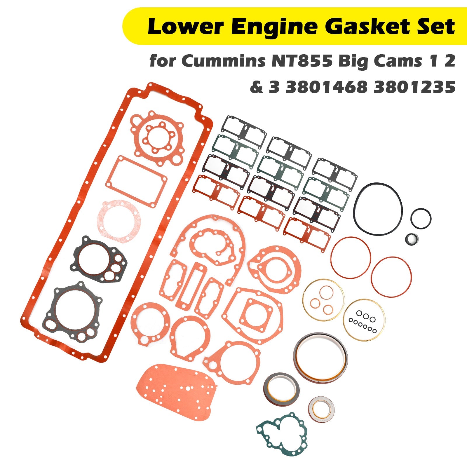 Fit For Cummins 855 Big Cam IV STC NT NTC Lower Engine Gasket Set 3801468