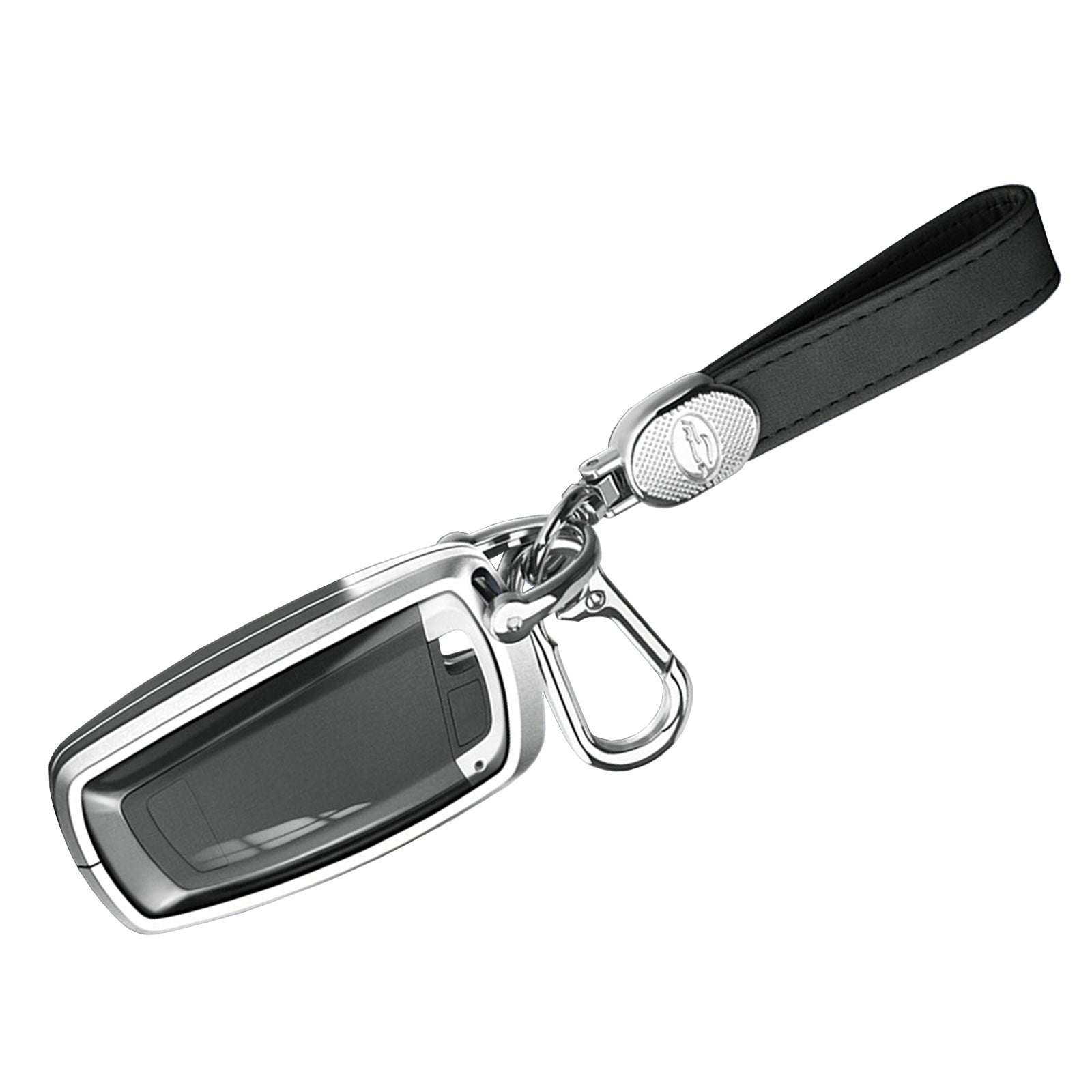 Aluminum Alloy TPU Silvery Car Key Case Cover With Buckle For Ford