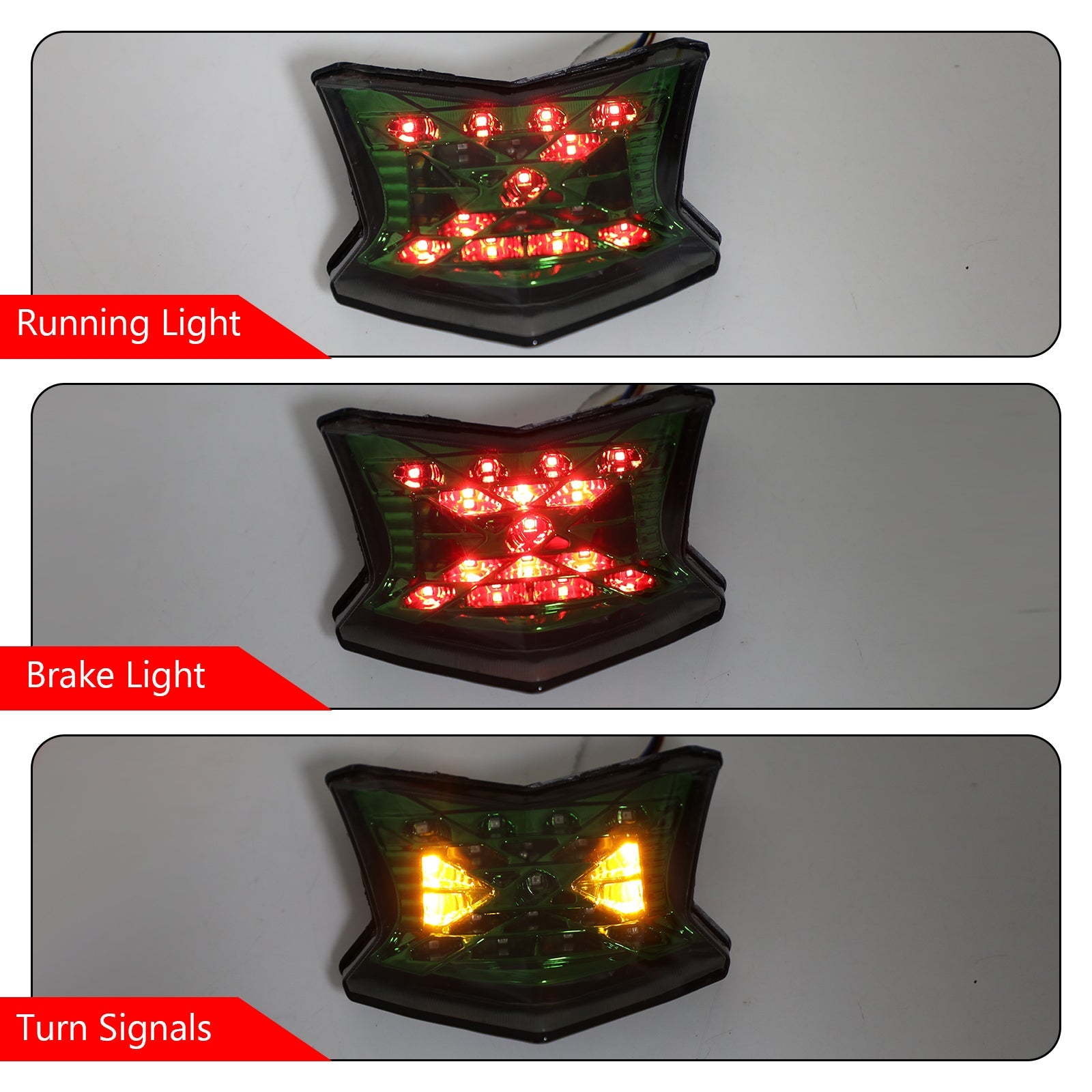 LED Brake Turn Signals Taillight For Kawasaki Z650 Ninja 650 Z900 17-19 Green