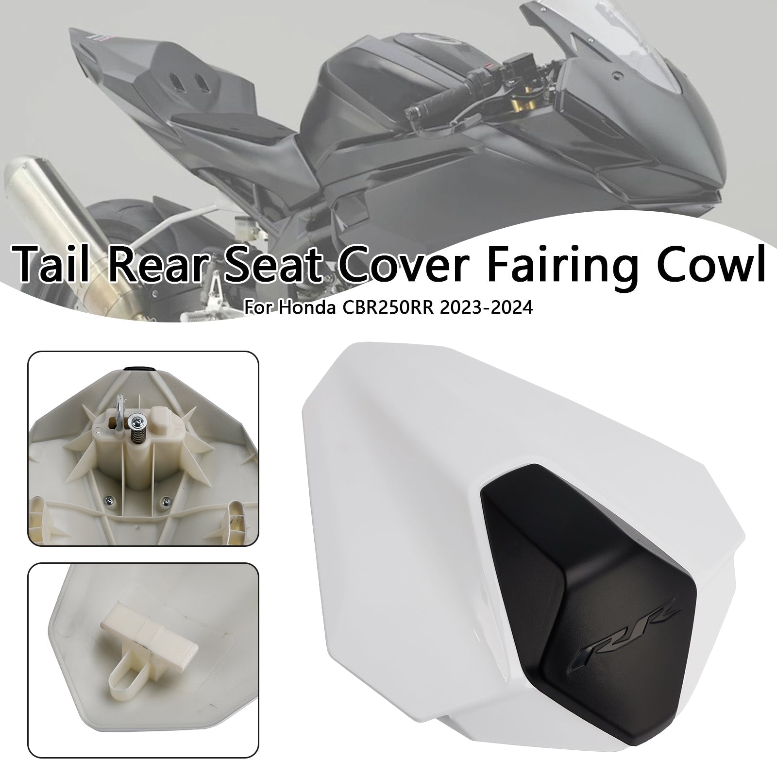 Rear Tail Pillion Seat Fairing Cover For Honda CBR250RR 2023-2024 Pearl White