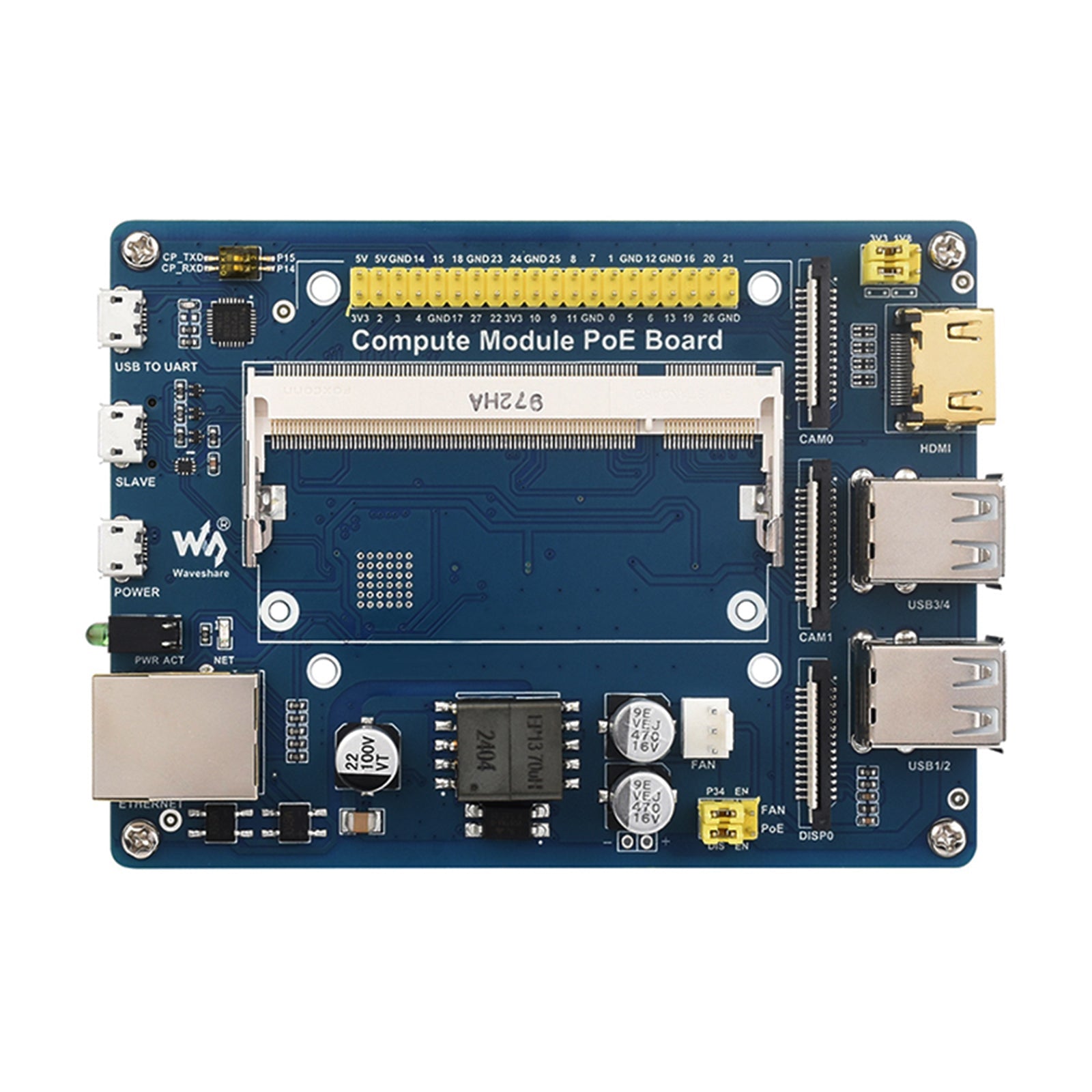Raspberry Pi Compute Module Expansion Board CM4S/CM3 Baseboard POE Power Supply