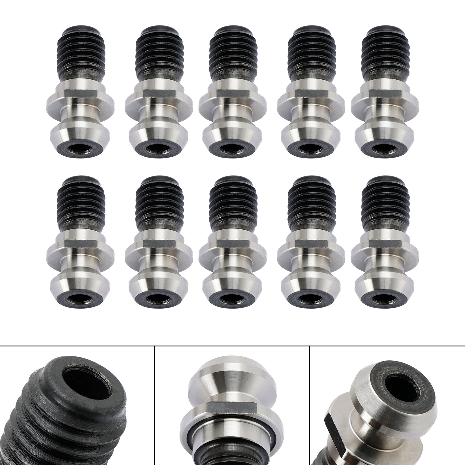 10 Pcs CAT40 45掳 0.740" Pull Stud Retention Knob Fits Mazak Fadal CNC Silver