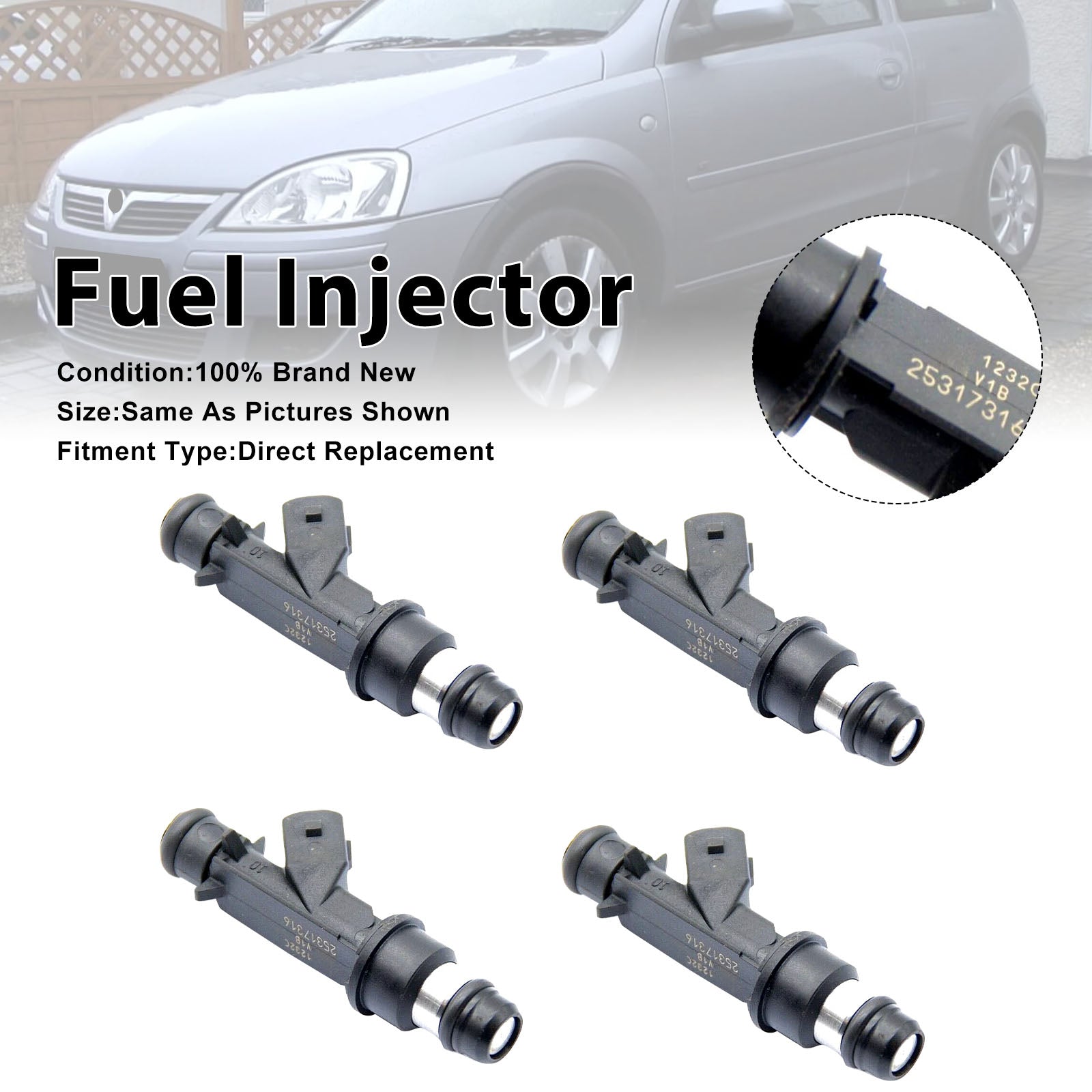4Pcs Fuel Injector For Vauxhall Corsa C 01-06 Meriva A 2003-2009 25317316
