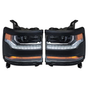 2016-2019 For Chevy Silverado 1500 Left+Right LED Headlight Gloss Black 84357696 84893098