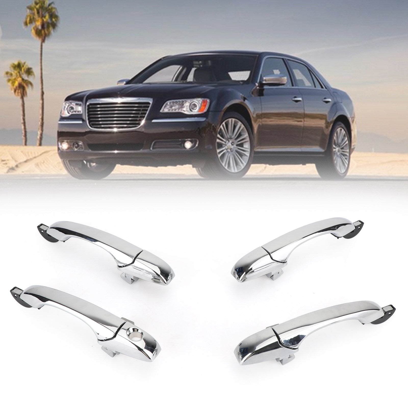 2005-2010 Chrysler 300 / 300C 4x Exterior Door Handle 4589009AH Chrome Generic