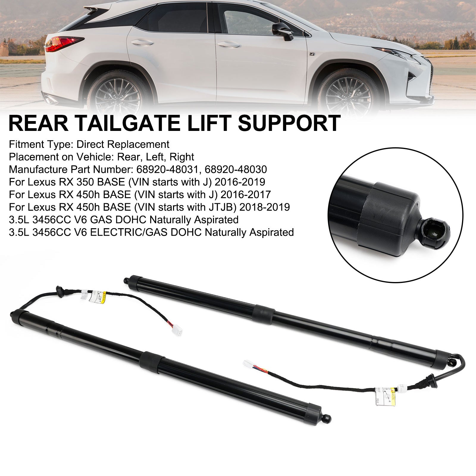 2016-2017 Lexus RX 450h BASE (VIN starts with J) 2PCS Rear Tailgate Support Struts 6892048031 6891048071